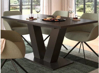 Rozkladací jedálenský stôl Moteon 150x90 cm, sivý/sivý, podnož V