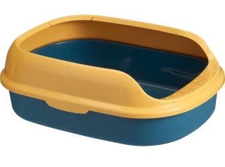 Mačacia toaleta s vysokým okrajom Clark 40x29 cm, modrá/zelená