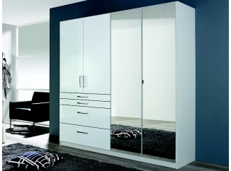 Šatníková skriňa Homburg, 181 cm, biela/lesklá biela