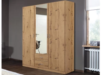 Šatníková skriňa so zrkadlom Case, 136 cm, dub artisan