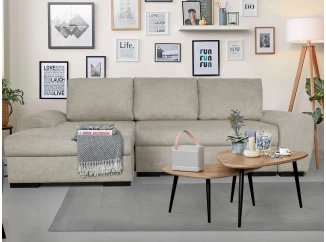 Rohová sedacia súprava Salsa, béžová látka