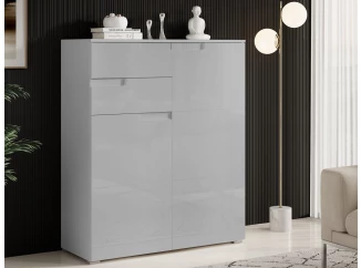 Vyššia skrinka Spice, lesklá šedá