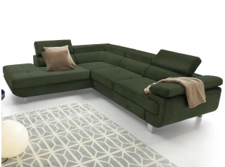 Rohová sedacia súprava Lotos, lahvovo zelená látka,ľavý roh