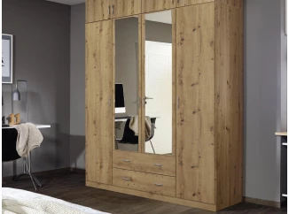 Šatníková skriňa so zrkadlom Case, 181 cm, dub artisan