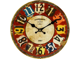 Nástenné hodiny 30 cm, barevné, vintage, MDF