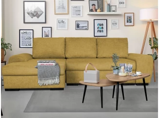 Rohová sedacia súprava Salsa, žltá látka