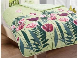 Letná prikrývka Zelená, tulipány