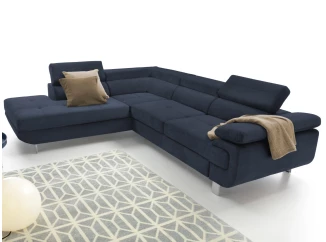 Rohová sedacia súprava Lotos,tmavomodrá látka, ľavý roh