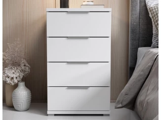 Nočný stolík/skrinka so 4 zásuvkami Smilla, výška 79 cm, biely