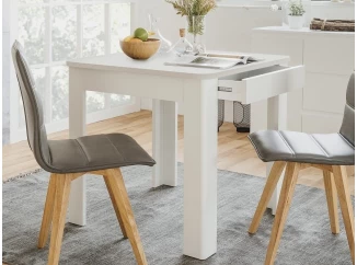 Jedálenský stôl so zásuvkou Sandvika 80x80 cm, biely