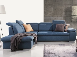 Rohová sedacia súprava Aldon, denimovo modrá tkanina, ľavý roh