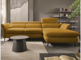 Rohová sedacia súprava Mango, horčicová žltá látka, pravý roh