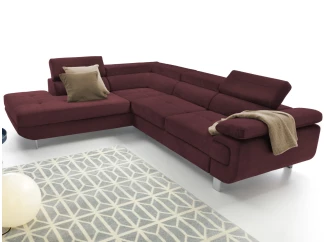 Rohová sedacia súprava Lotos, vínovo červená látka, ľavý roh
