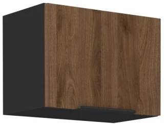 Horná výklopná kuchynská skrinka Monza, 50 cm, orech/čierna