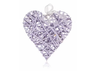 Dekorácia Prútené srdce 28x28 cm, fialové