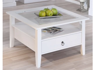 Štvorcový konferenčný stolík Provence, bielená borovica