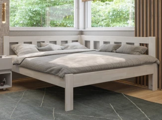 Rohová posteľ so zástenou vpravo Tema P 180x200 cm, bielený buk