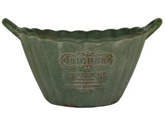 Obal na kvetináč s ušami Bicher, zelený ekoplast