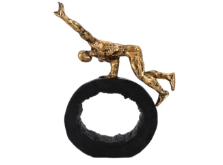 Dekoračná soška Postava cvičiaca na kruhu, zlatá