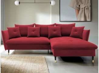 Rohová sedacia súprava Glam, červená látka, pravý roh