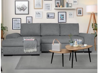 Rohová sedacia súprava Salsa, stredne šedá látka