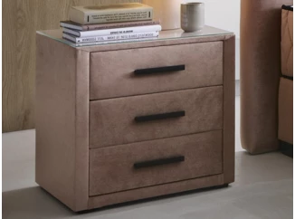 Vysoký nočný stolík Reve, tmavo ružová látka