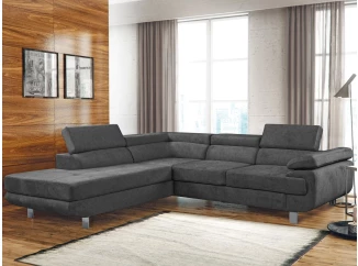 Rohová sedacia súprava Lotos, tmavo šedá látka, ľavý roh