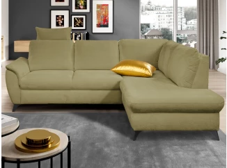 Rohová sedací souprava Geneva, svetlo zelená látka, pravý roh