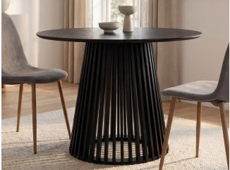 Okrúhly jedálenský stôl Siluet 100 cm, čierny jaseň