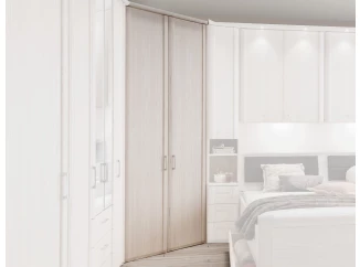 Rohová šatníková skriňa Luxor 130/127 cm, polárny smrekovec