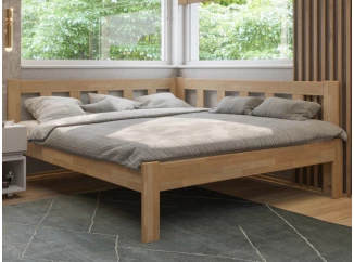 Rohová posteľ so zástenou vpravo Tema P 180x200 cm, prírodný buk