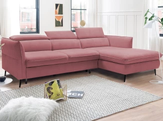 Rohová sedacia súprava Mango, staroružová látka, pravý roh