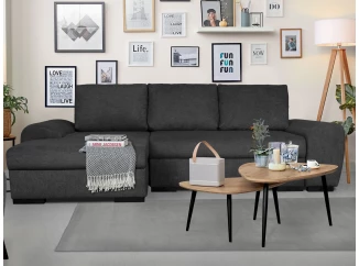 Rohová sedacia súprava Salsa, čierna látka