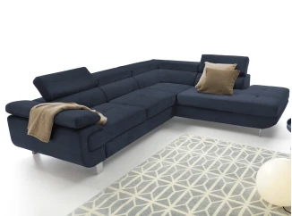 Rohová sedací souprava Lotos, tmavomodrá látka, pravý roh