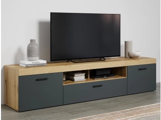 Široká TV skrinka Tyler 230 cm, antracit/dub evoke