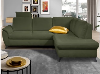 Rohová sedací souprava Geneva, smaragdovo zelená látka, pravý roh