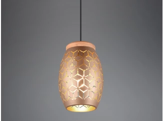 Luster Bidar, medený kov/drevo