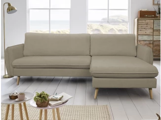 Rohová sedačka Salma,svetlo hnedá látka, univerzálna pravá/ľavá