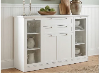 Vysoká komoda s presklením Landwood, biela