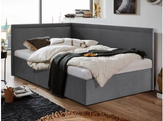 Rohová posteľ Travis ľavá120x200, šedá látka