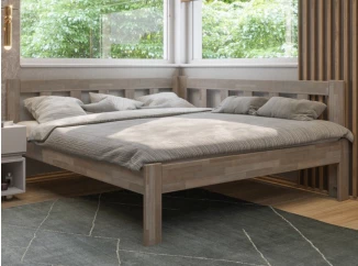 Rohová posteľ so zástenou vpravo Tema P 180x200 cm, šedý buk