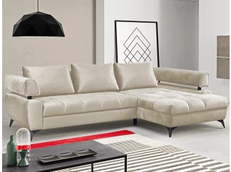 Rohová sedacia súprava Paris, krémová látka, pravý roh