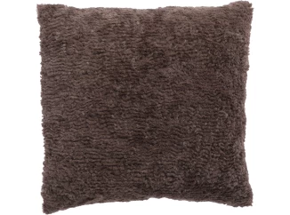 Dekoračný chlpatý vankúš Jane 45x45 cm, tmavo hnedý