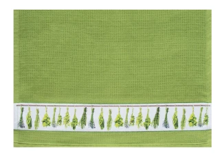 Vaflová kuchynská utierka 50x70 cm, byliny, machovo zelená