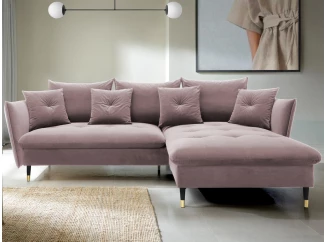 Rohová sedacia súprava Glam, ružová látka, pravý roh