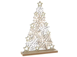 Vianočné dekorácie Stromček z vločiek 30 cm, drevený