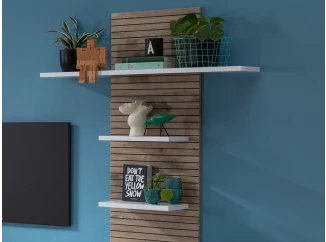 Nástenný panel s policami Rovigo 70 cm, dub nox/biela