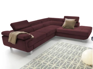 Rohová sedacia  súprava Lotos, vínovo červená látka, pravý roh