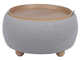 Okrúhly taburet zmeniteľný na stolík Tiziano, svetlo šedá látka