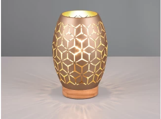 Stolová lampa Bidar 21 cm, medený kov/drevo